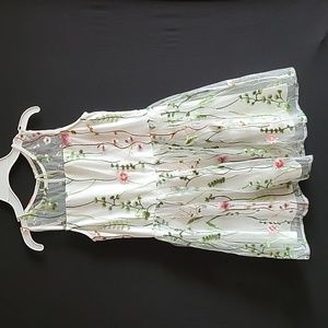 Calvin Klein girls white with color floral embroidery dress size 12-14